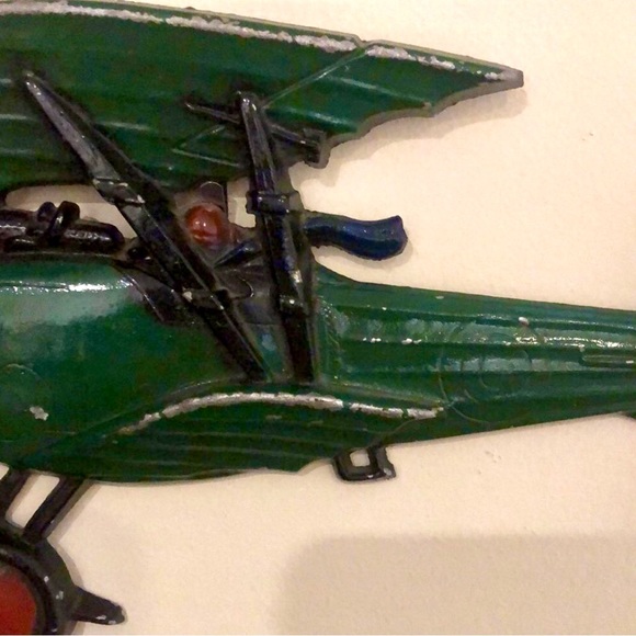 VINTAGE 1970’s Metal Airplane Wall Art Green Biplane with French Flag - Picture 5 of 15